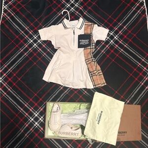 Burberry Kids Cream Polo Dress with Vintage Check Panel